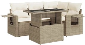3326469 vidaXL Градински комплект диван с възглавници 5 части бежов полиратан