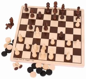 Bigjigs - Дървена игра 2 в 1 - Шах и табла