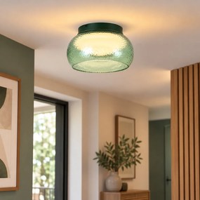 Таванна лампа Арт Деко зелена със стъкло с включен LED с 3-степенно димиране - Thimble