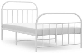 353696 vidaXL Метална рамка за легло с горна и долна табла, бяла, 100x190 см