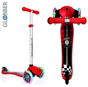 Globber  -  Тротинетка Primo Fantasy Light със светещи гуми - Червена състезателна щампа