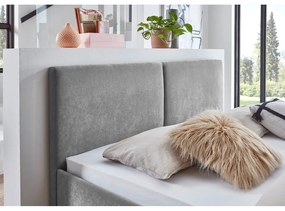 Сиво двойно легло 160x200 cm тапицирано с включена подматрачна рамка Piano – Meise Möbel