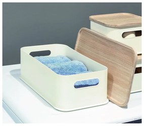 Бяла кутия за съхранение с капак, изработена от пауловния Дърво с дръжки, 21,3 x 43 cm Eco - iDesign