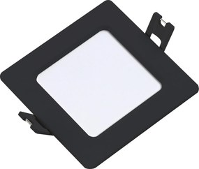 RABALUX Shaun2, indoor square recessed lamp, black plastic lamp with white plastic shade, 3W, with shade: 220lm, without shade: