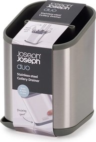 Тавичка за оттичане за прибори от неръждаема стомана в блестящо сребрист цвят 11x11,5 cm Duo Steel – Joseph Joseph