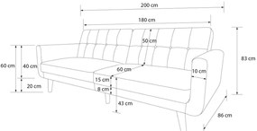 Син разтегателен диван 199 cm Nola - Støraa