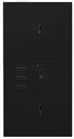 336415 vidaXL Офис шкаф, черен, 90x40x180 см, стомана