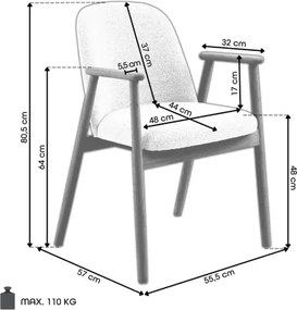 РОДЭРИЦ Кафяво Таупе (тъкан Монза 40)/рамка от лакиран дъб - ДЪРВЕН СТОЛ БУКЛЕ ЗА ВСЕКИДНЕВНА ТРАПЕЗАРИЯ КУХНЯ РЕТРО