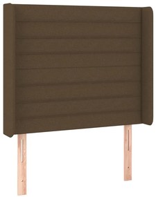 3119697 vidaXL Горна табла за легло с уши, тъмнокафява,83x16x118/128 см, плат