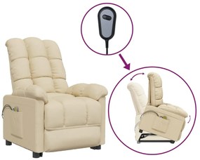 3100361 vidaXL Изправящ масажен стол, кремав, текстил