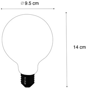 Комплект от 5 LED крушки E27 G95 прозрачни 2.2W 470lm 2700K