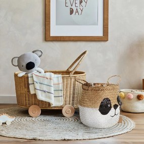 Бяла/естествена детска кошница за играчки от морска трева ø 25x24 cm Panda – Compactor