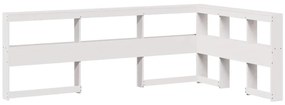 859269 vidaXL Табла за книги с L-образна, бяла, 120 см, масивно дърво бор