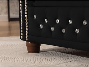 Черен кадифен разтегателен ъглов диван (десен ъгъл L форма) York Blik – Ropez