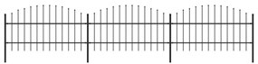 Sonata Градинска ограда с пики, стомана, (0,75-1)x5,1 м, черна