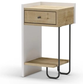 Нощно шкафче с рафтове от бял/естествен дъб Mercure - Marckeric