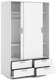 Бял гардероб с плъзгащи се врати 121x200 cm Line - Tvilum