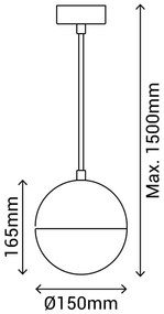 Черно висящо осветително тяло, височина 150 cm Eclipse - SULION
