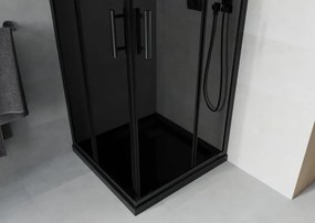 Mexen Rio квадратна душ кабина 80 x 80 см, графит, черна + поддушово корито Flat,