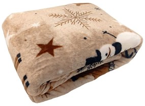 Кафяво одеяло с коледен мотив от микроплюш 150x200 cm Nordic Fairytale – My House