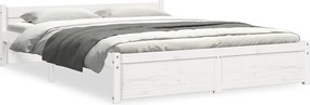815045 vidaXL Рамка за легло, бяла, масивно дърво, 140х200 см