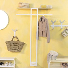 Бяла стоманена стенна закачалка с рафт 100 cm Luno Large – Spinder Design