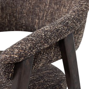 Тъмнокафяв тапициран трапезен стол с подлакътници Tunar – WOOOD