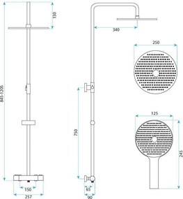Душ комплект без чучур с термостат Rea Lungo Titan