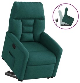 3303038 vidaXL Изправящ реклайнер стол, тъмнозелен, текстил
