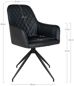 Черен тапициран трапезен стол Harbo – House Nordic