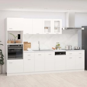 3067623 vidaXL Комплект кухненски шкафове, 7 части, "Lyon", бяло инженерно дърво