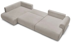 Светлосиво-бежов разтегателен ъглов диван от рипсено кадифе (десен ъгъл/"U" форма) Lucien – Bobochic Paris