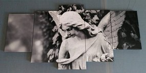 картини от 5 части – Статуя на ангел в черно-бяло