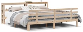 3306118 vidaXL Рамка за легло с табла, 180x200 см, борово дърво масив