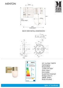 Бяла/златна стенна лампа Menton – Markslöjd