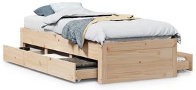 3308825 vidaXL Рамка за легло без матрак с чекмеджета, 90x190 см, бор масив
