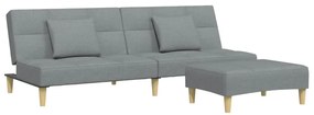 3258103 vidaXL 2-местен диван с табуретка, светлосив, текстил