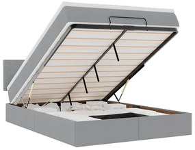 3312229 vidaXL Османска легло с матрак и LED, светлосиво, 140x200 см, плат