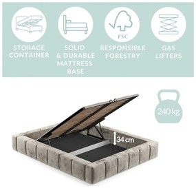 Кафяво тапицирано двойно легло с място за съхранение с включена подматрачна рамка 160x200 cm Aruba L – Maison de Rêve