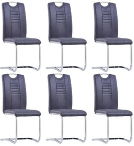 278839 vidaXL Конзолни трапезни столове, 6 бр, сиви, изкуствен велур