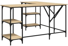 837593 vidaXL Бюро, дъб сонома, 139x139x75 см, инженерно дърво