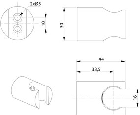 Месингов държач за душ слушалка златен ø 3 cm – Sapho