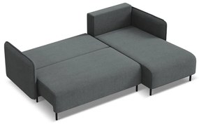 Тъмносив разтегателен ъглов диван с място за съхранение (десен ъгъл) Luana – Makamii