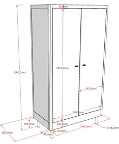 Детски гардероб от масивен дъб в естествен цвят 100x190x55 cm Forrest – Vipack