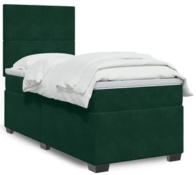 3290759 vidaXL Боксспринг легло с матрак, тъмнозелено, 80x200 см, кадифе