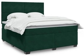 3290975 vidaXL Боксспринг легло с матрак, тъмнозелено, 180x200 см, кадифе