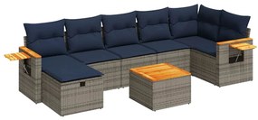 3325995 vidaXL Градински комплект диван с възглавници 8 части сив полиратан