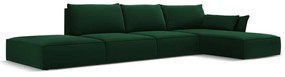 Тъмнозелен кадифен ъглов диван (десен ъгъл) Vanda – Mazzini Sofas