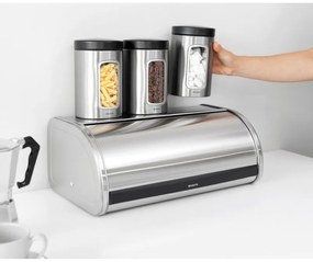 Кутия за хляб Brabantia Roll Top 646890, 16 л, 44.5х26 см, Лека и здрава конструкция, Инокс/Мат