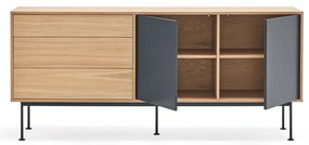 Антрацитно сив скрин с дъбов фурнир, ширина 180 см Yoko - Teulat